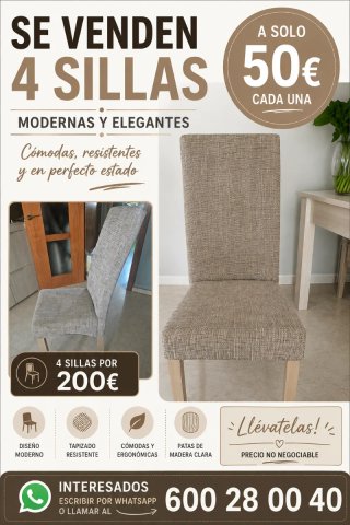 Silla de salón tela y madera