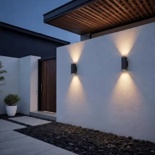 Klighten 2 Apliques Exterior Arriba Abajo Negro