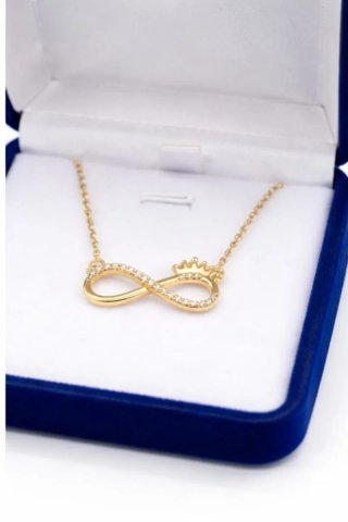 Collar Infinito Corona Oro Acero Inoxidable
