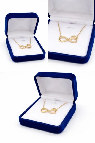 Collar Infinito Corona Oro Acero Inoxidable