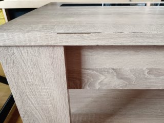 Mesa elevable madera y cristal