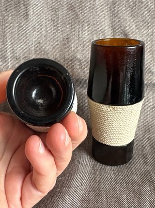 Bicchieri da amaro in vetro ambrato vintage