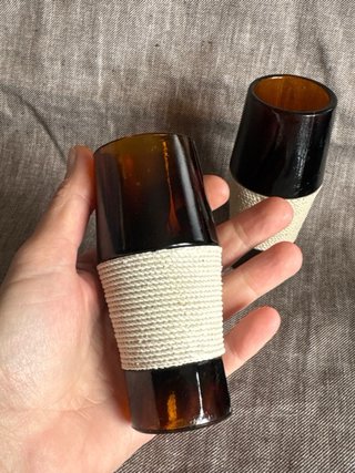 Bicchieri da amaro in vetro ambrato vintage