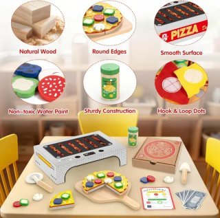 Juego de Pizza de Madera para Niños