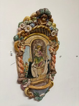 Acquasantiera Madonna di Pompei Ceramica
