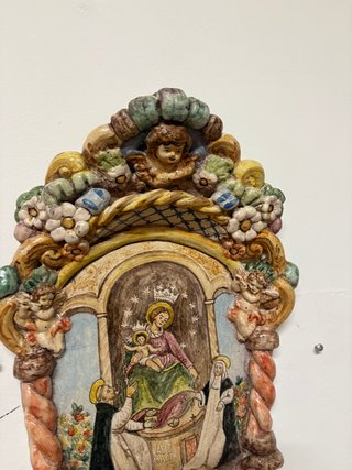 Acquasantiera Madonna di Pompei Ceramica