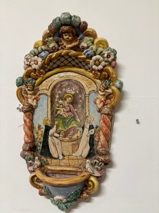 Acquasantiera Madonna di Pompei Ceramica