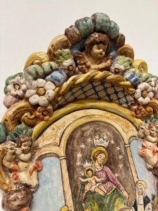 Acquasantiera Madonna di Pompei Ceramica