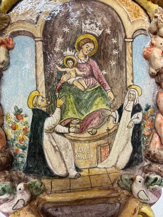 Acquasantiera Madonna di Pompei Ceramica
