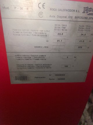 caldera para piñón o leña, marca ROCA P30