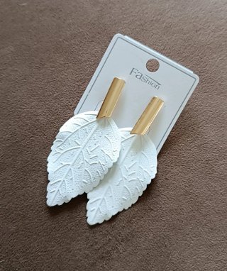 Orecchini foglia bianchi oro