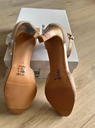 Zapatos tacón tira empeine nude/rosa-oro T.37