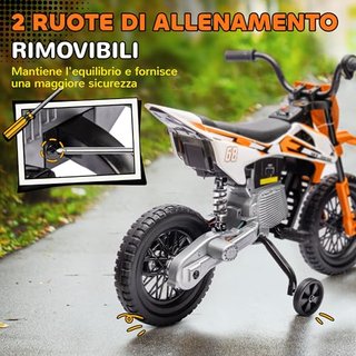 Moto Elettrica per Bambini con Rotelle Rimovibili,