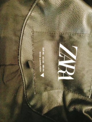 Chaqueta Zara Oversize Cuero Negra