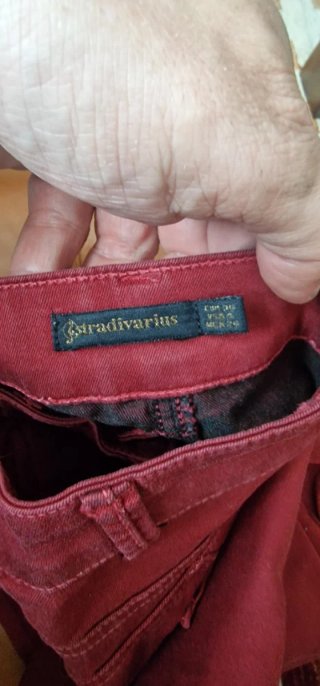 Pantalón Stradivarius Mujer T36 Rojo