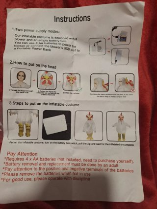 Disfraz inflable de pollo para niño