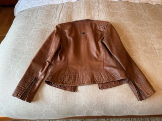 Chaqueta de piel marrón mujer