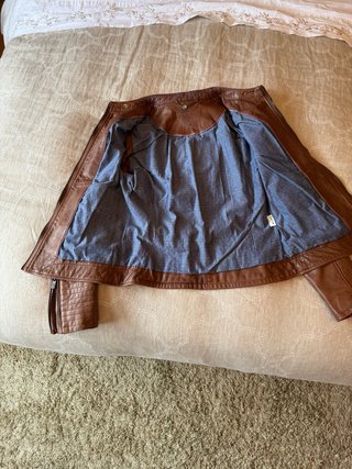 Chaqueta de piel marrón mujer