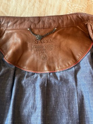 Chaqueta de piel marrón mujer