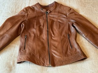 Chaqueta de piel marrón mujer
