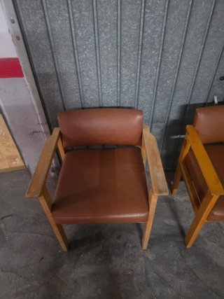 2 sillas/Butacas Vintage Madera y Piel Mid-century