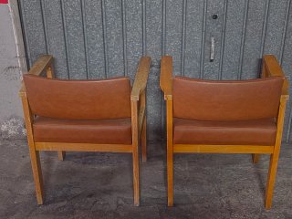 2 sillas/Butacas Vintage Madera y Piel Mid-century