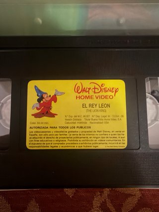 VHS El Rey León (1994) BLACK DIAMOND