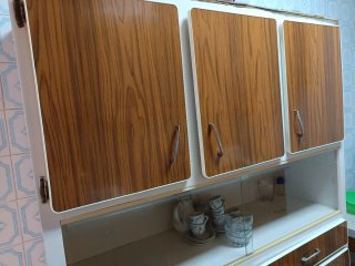 Armario Cocina Vintage Madera y Cristal