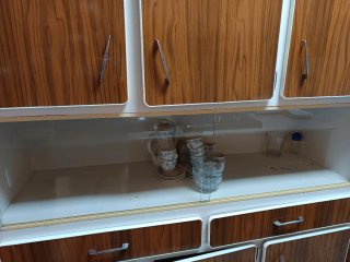Armario Cocina Vintage Madera y Cristal