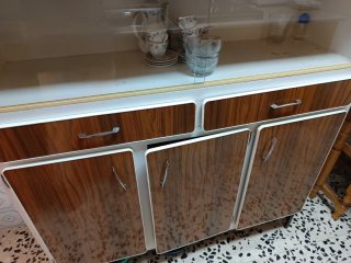 Armario Cocina Vintage Madera y Cristal