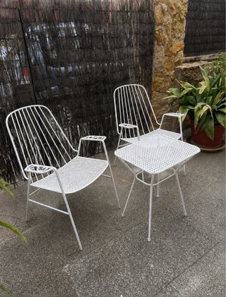 Conjunto mesa y 2 sillas forja blanca