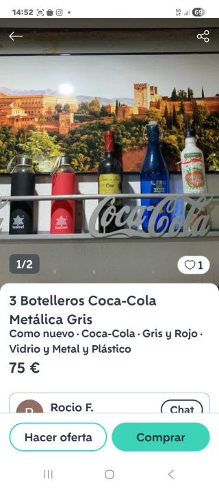1 Botellas Coca-Cola Metálicas Grises