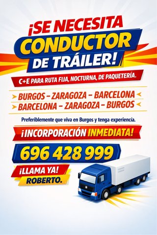 ¡Se necesita conductor de tráiler!
