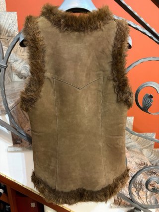 Smanicato Gilet donna pelle scamosciata vintage