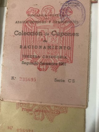Cartillas Racionamiento Falange I.N.Y. Antigua