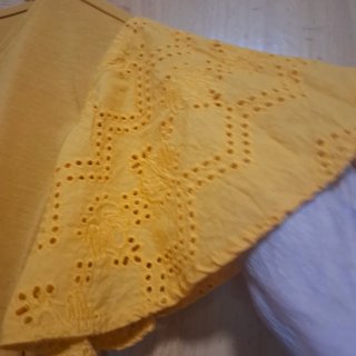 Blusa Color Mostaza con mangas bordadas..
