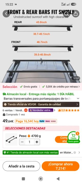 Barras Transversales para Portaequipajes