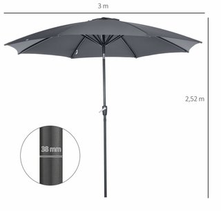 Sombrilla de Jardín con Manivela Gris