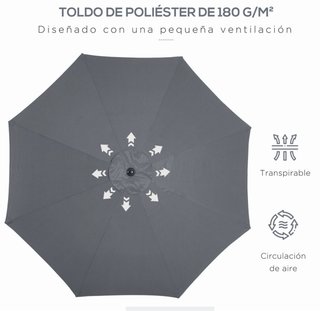 Sombrilla de Jardín con Manivela Gris