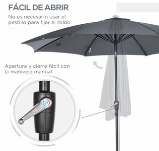 Sombrilla de Jardín con Manivela Gris