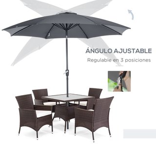 Sombrilla de Jardín con Manivela Gris