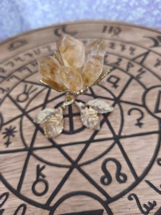 Flor de Citrino con Tallo Metálico