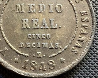 Isabel II 1848 1/2 Real 5 Décimas