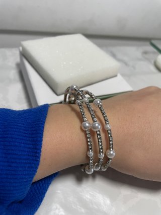 Bracciale in metallo con 28 perle
