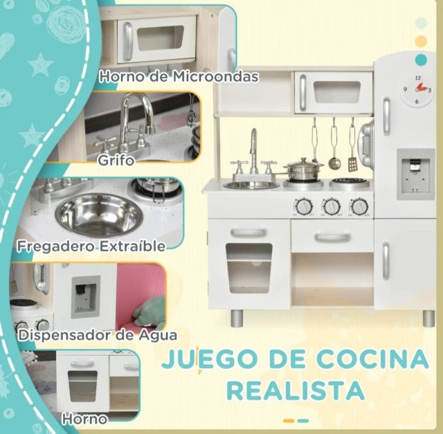 Cocinita de madera para niños con accesorios