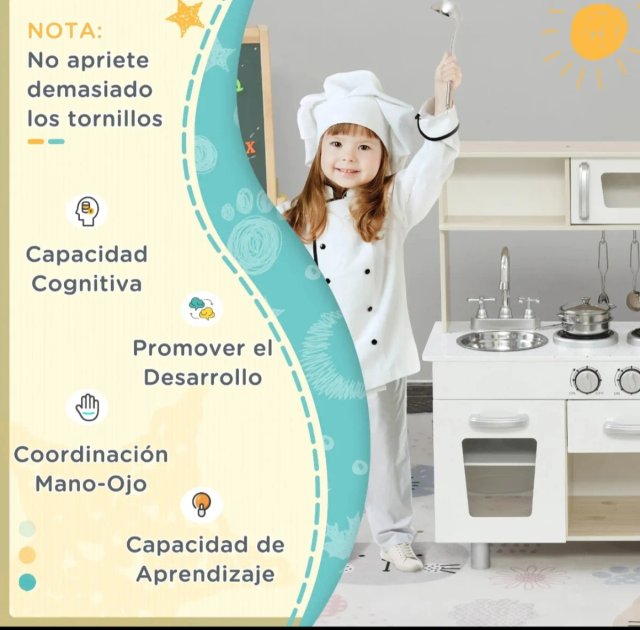 Cocinita de madera para niños con accesorios
