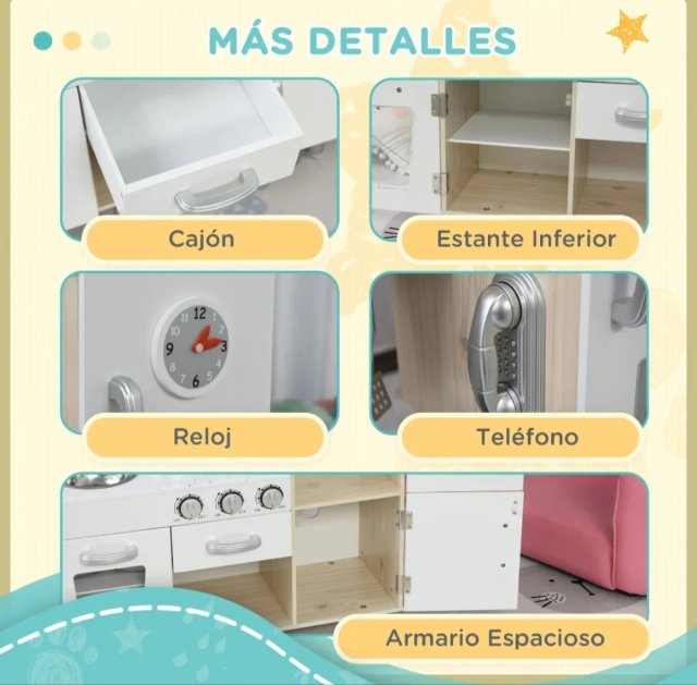 Cocinita de madera para niños con accesorios