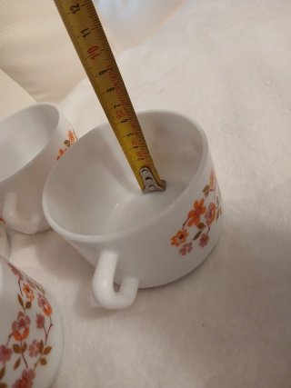 4 Tazze Arcopal France Milk Glass Fiori Anni '70