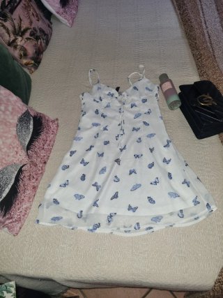 Vestito farfalle bianco e blu taglia unica