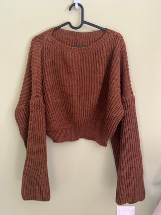 Jersey manga ancha mujer marrón